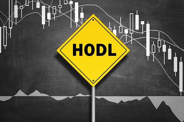 Hodl - to hold Cryptocurrency rather than selling it